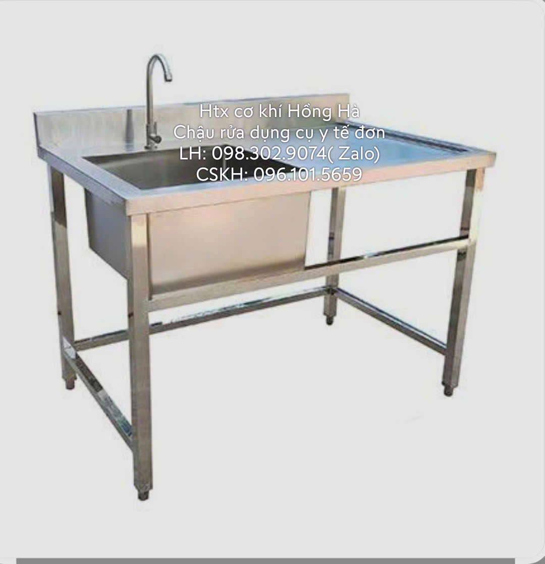 chậu rửa dụng cụ đơn có bàn Chậu rửa dụng cụ y tế loại đơn có bàn
